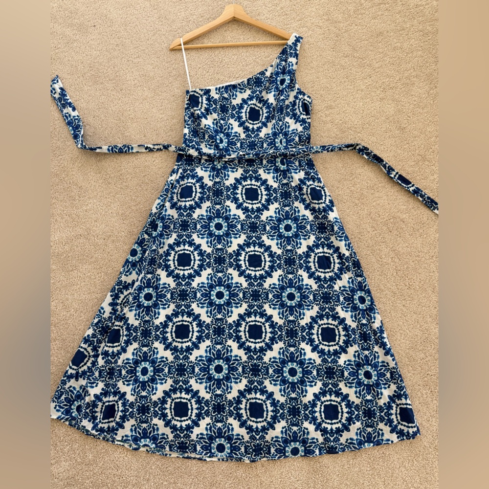 Talbots Blue and White One-Shoulder Floral Maxi Dress - Picture 7 of 8